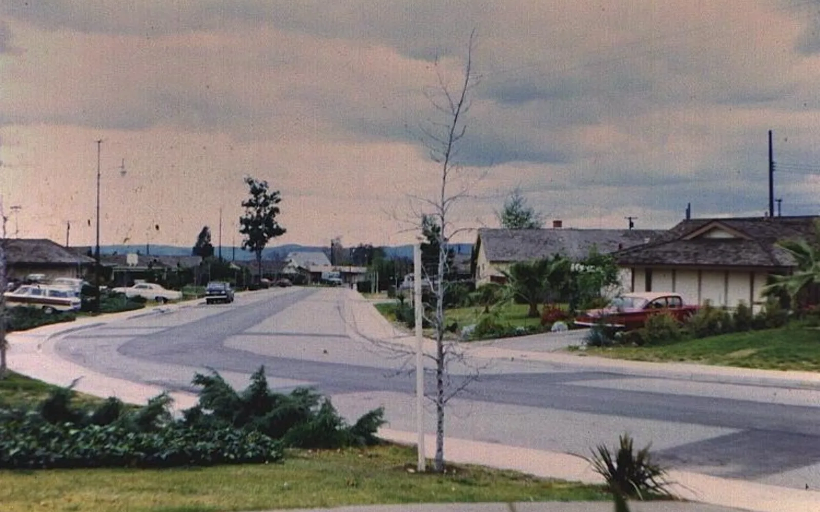 A residential street in Montclair, California, photographed in April 1967.